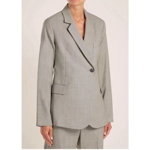 Nili Lotan Grey Sharkskin Classon Single Breasted Blazer Size 4